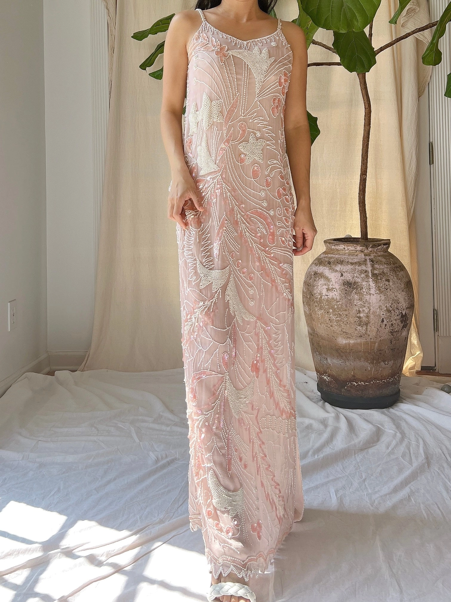 Vintage Silk Chiffon Stars Gown - S