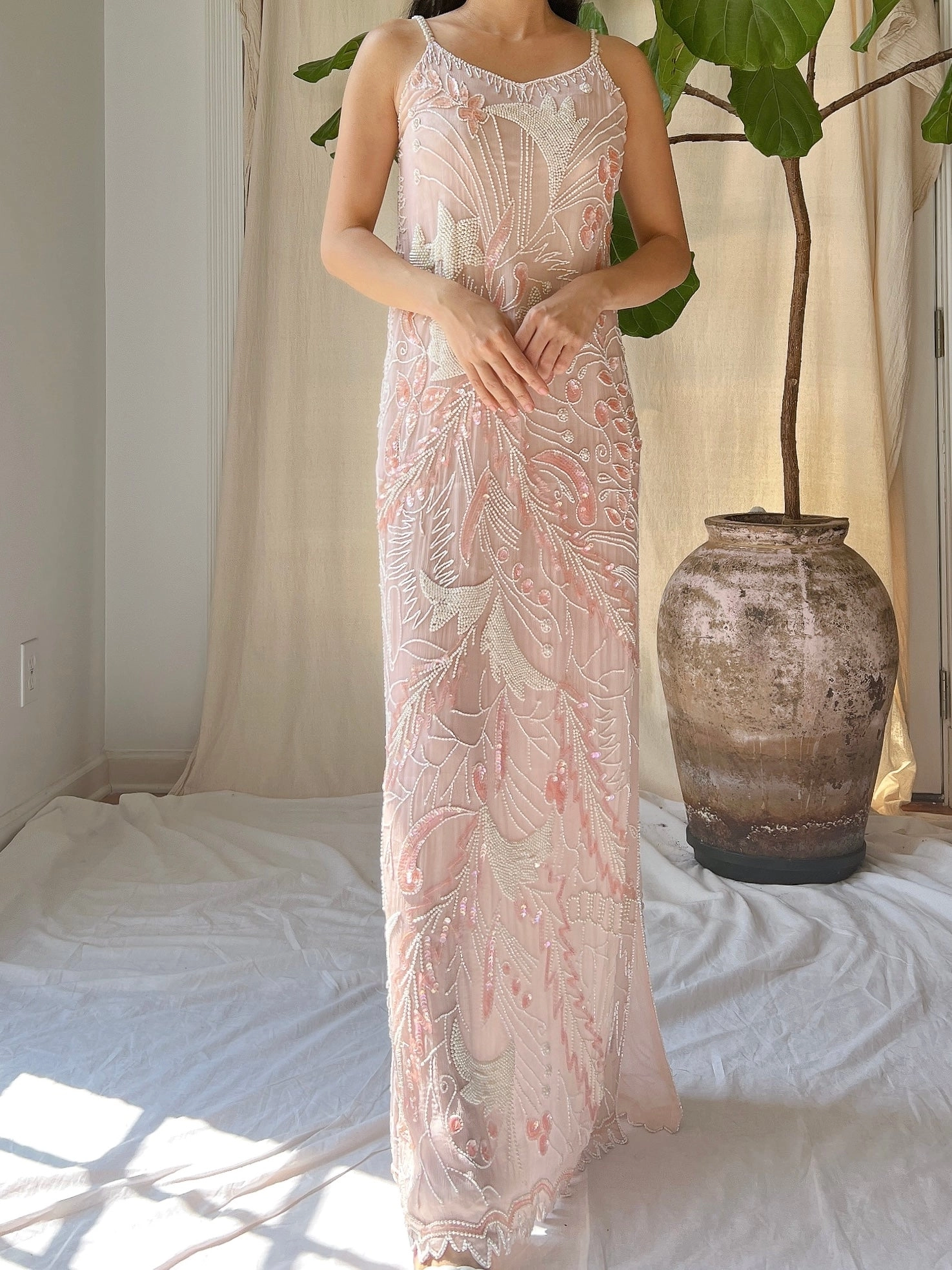 Vintage Silk Chiffon Stars Gown - S