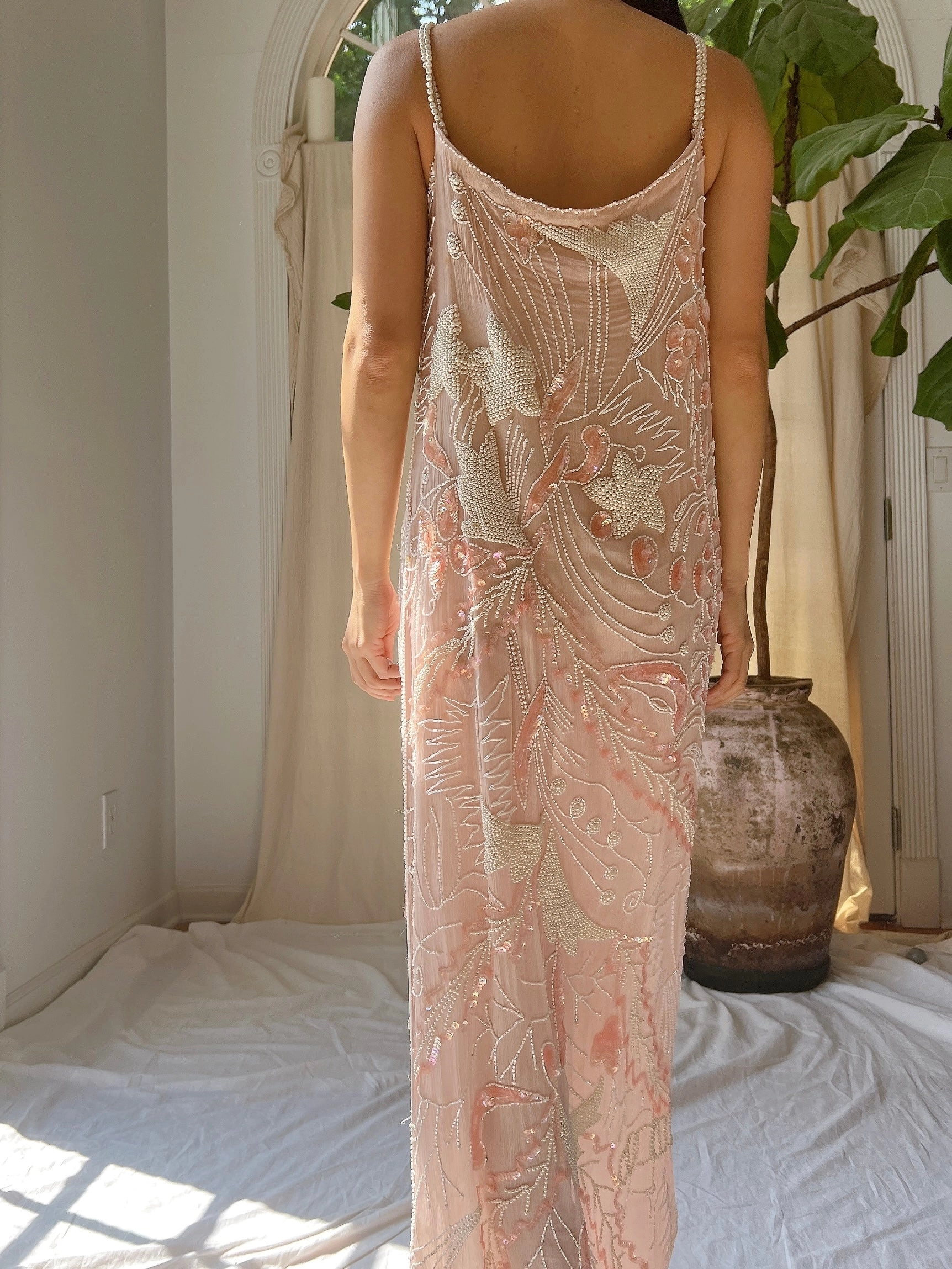 Vintage Silk Chiffon Stars Gown - S