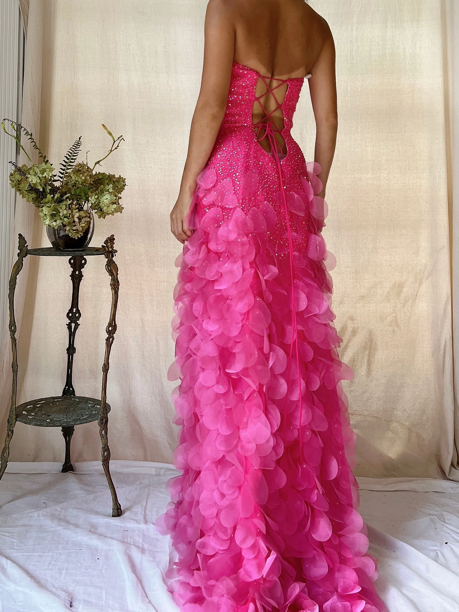 Vintage Silk Petal Gown - XS-M