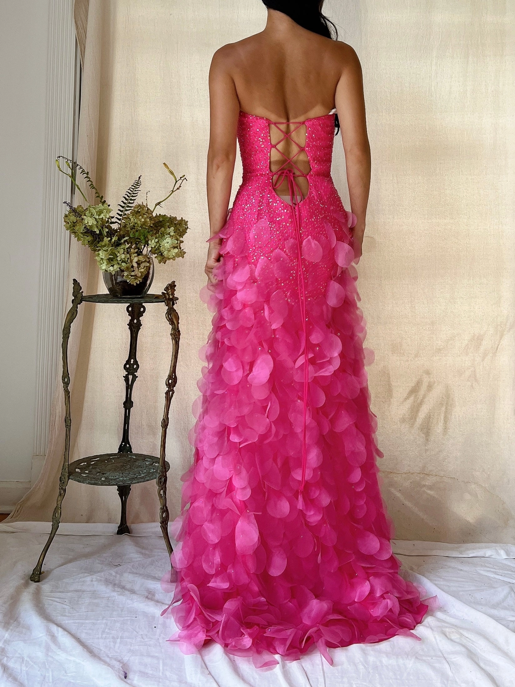 Vintage Silk Petal Gown - XS-M