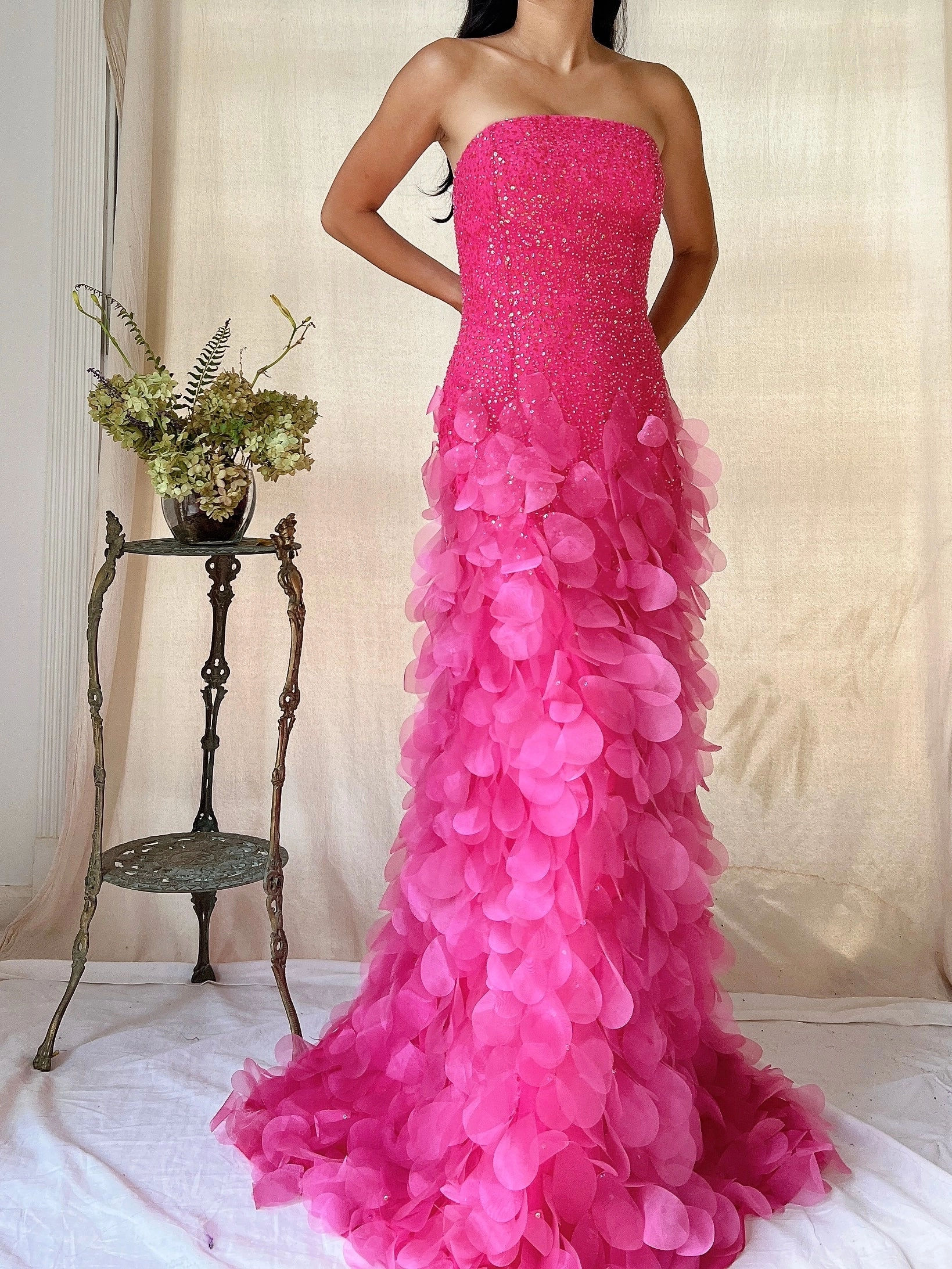Vintage Silk Petal Gown - XS-M