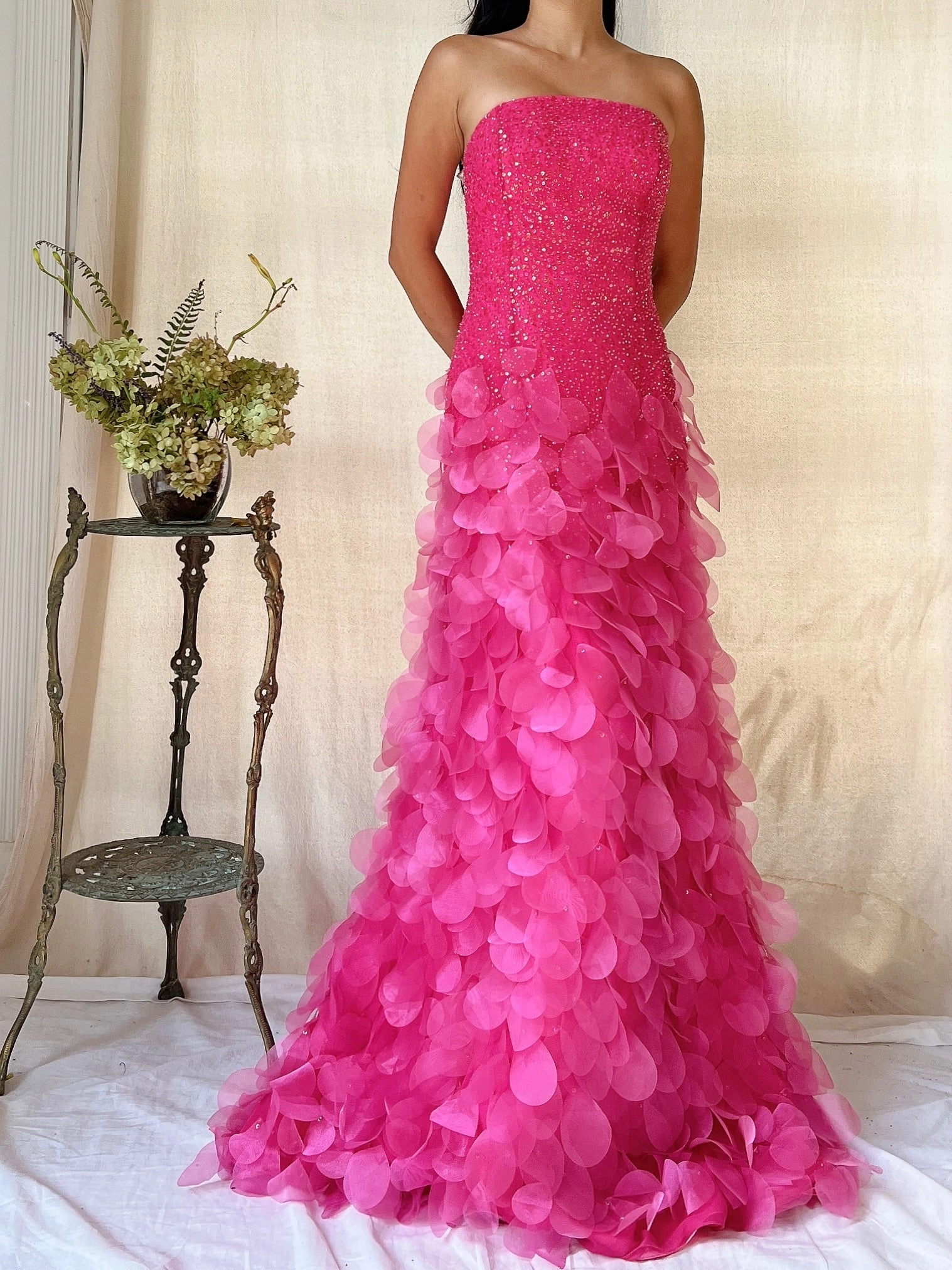 Vintage Silk Petal Gown - XS-M