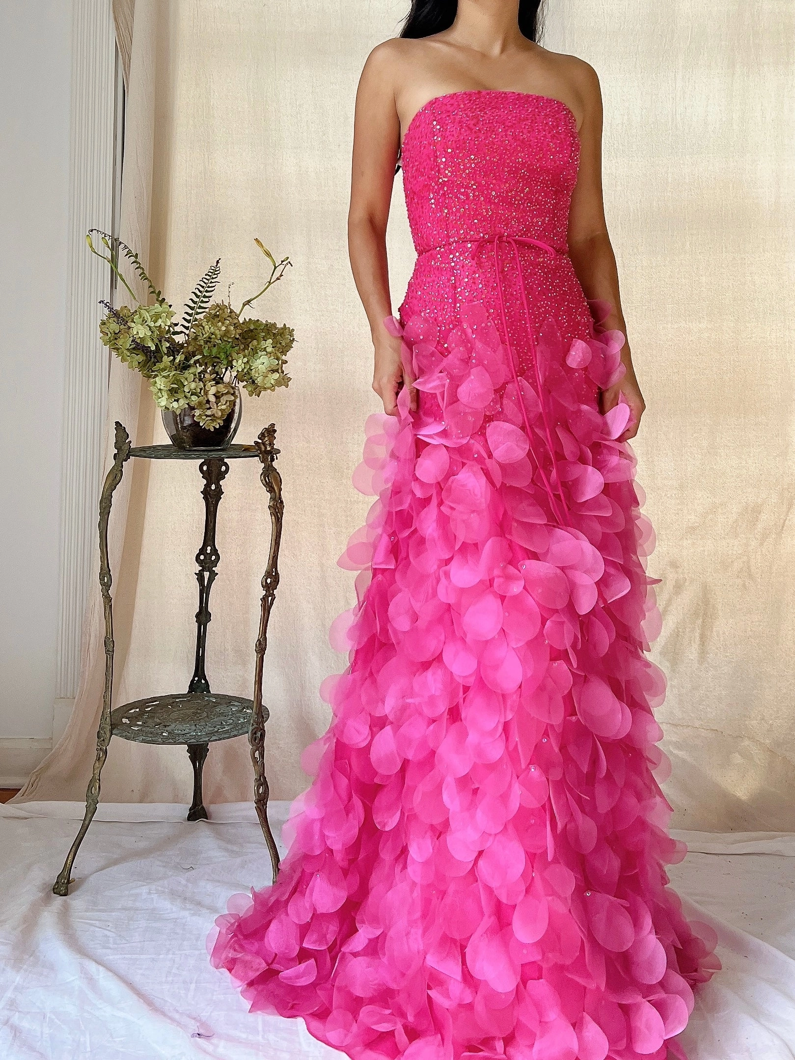 Vintage Silk Petal Gown - XS-M