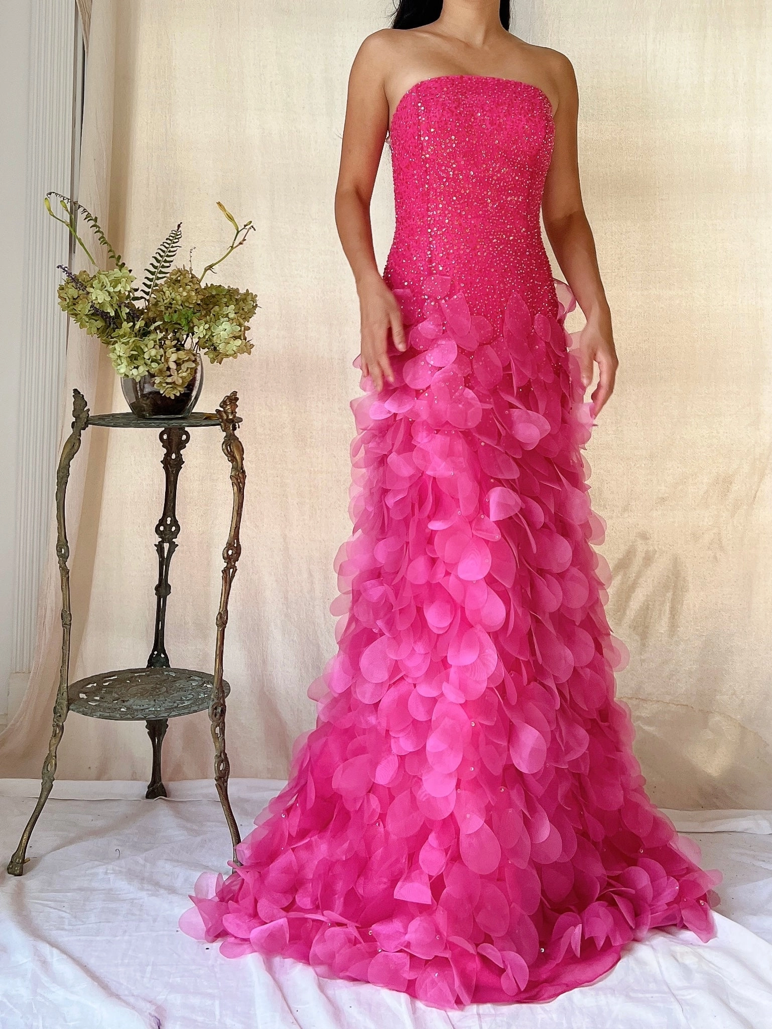 Vintage Silk Petal Gown - XS-M