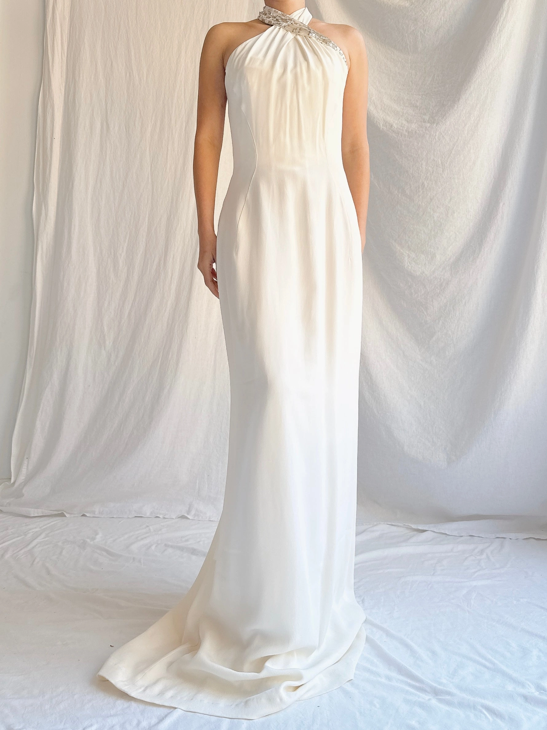 Vintage Thierry Mugler Crepe Halter Gown - S/M 40