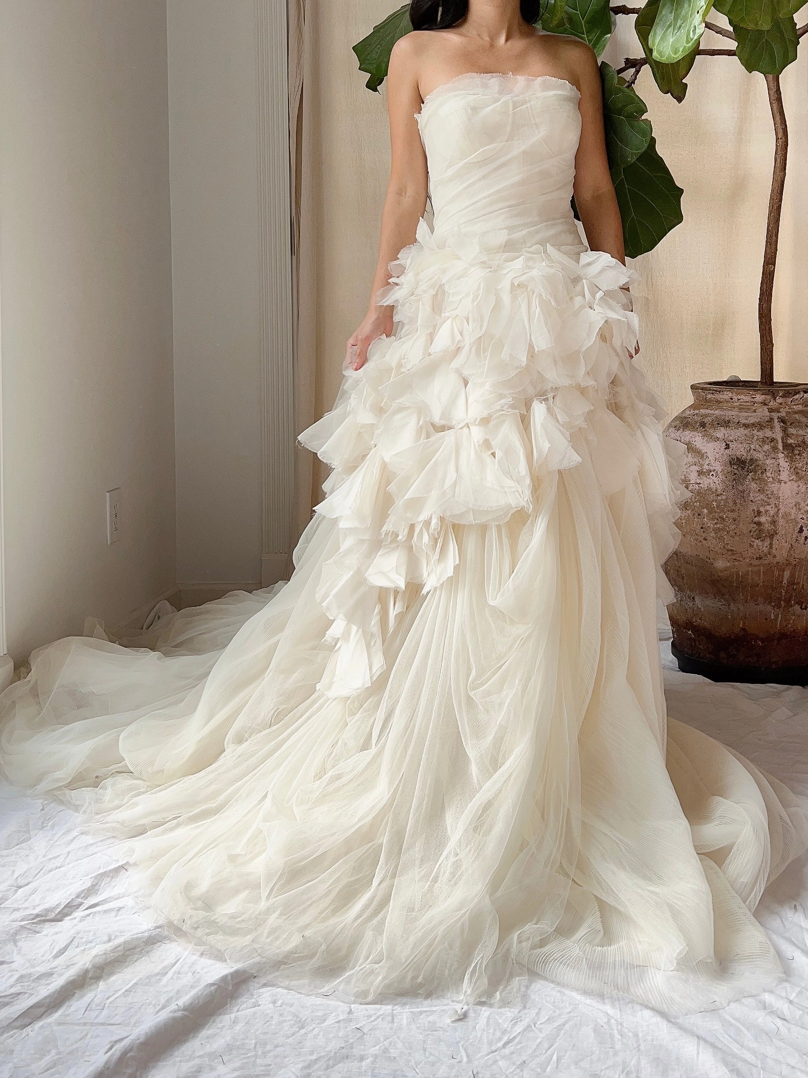 Vintage Vera Wang Silk Petal Tulle Dress - S