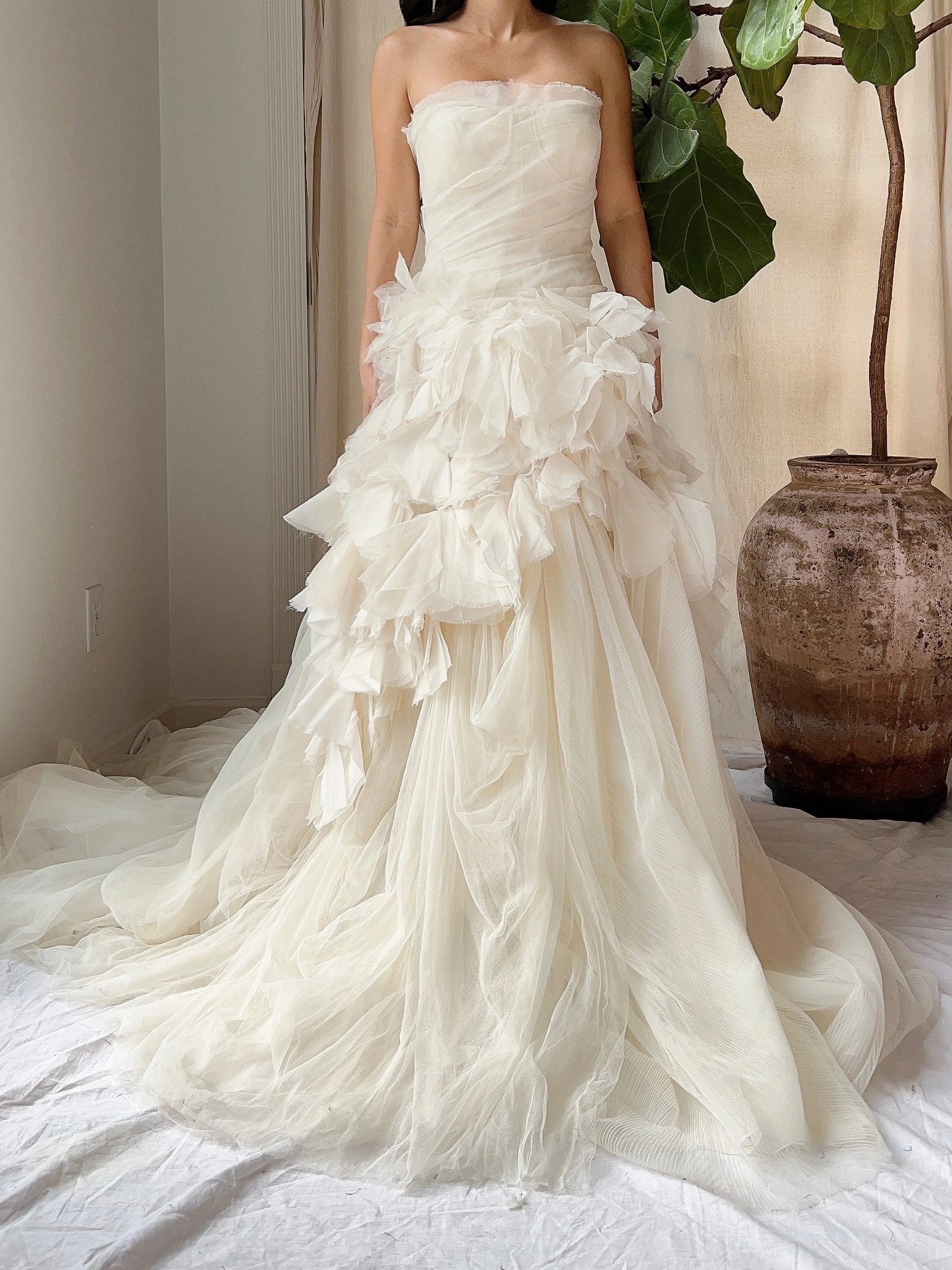 Vintage Vera Wang Silk Petal Tulle Dress - S