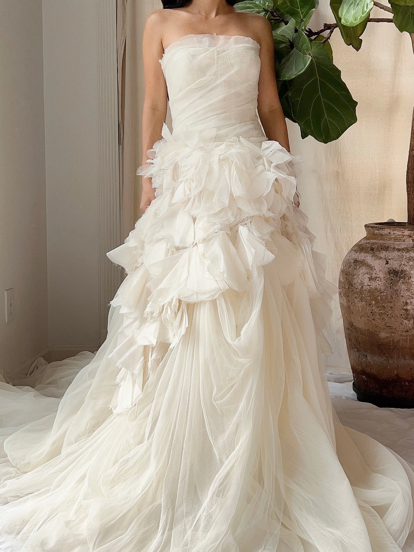 Vintage Vera Wang Silk Petal Tulle Dress - S