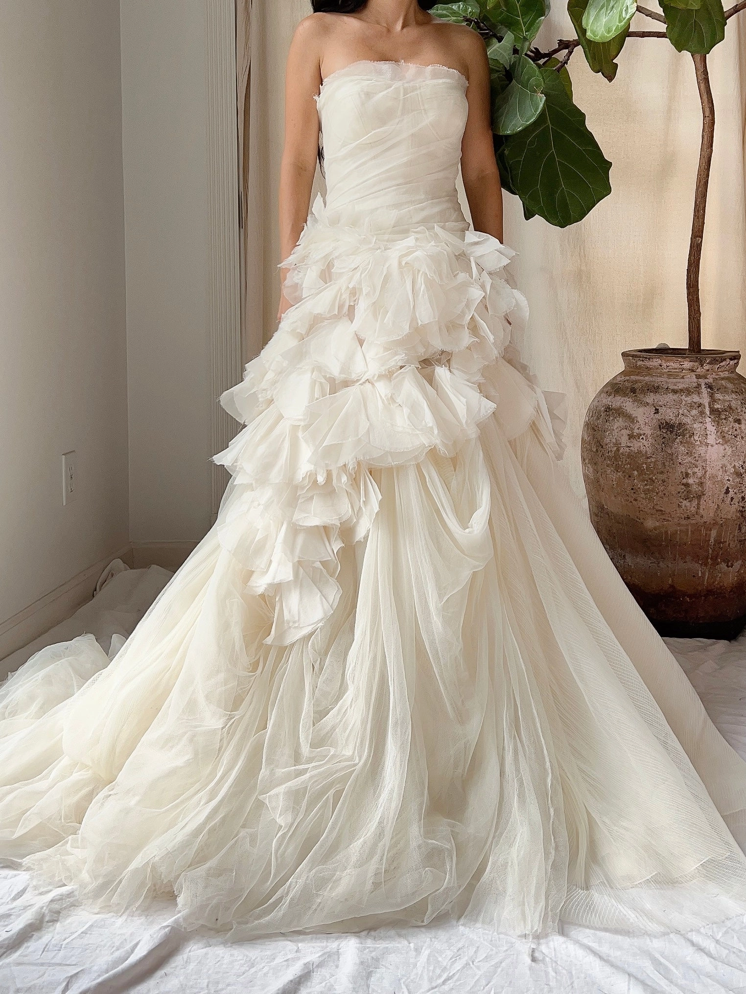 Vintage Vera Wang Silk Petal Tulle Dress - S
