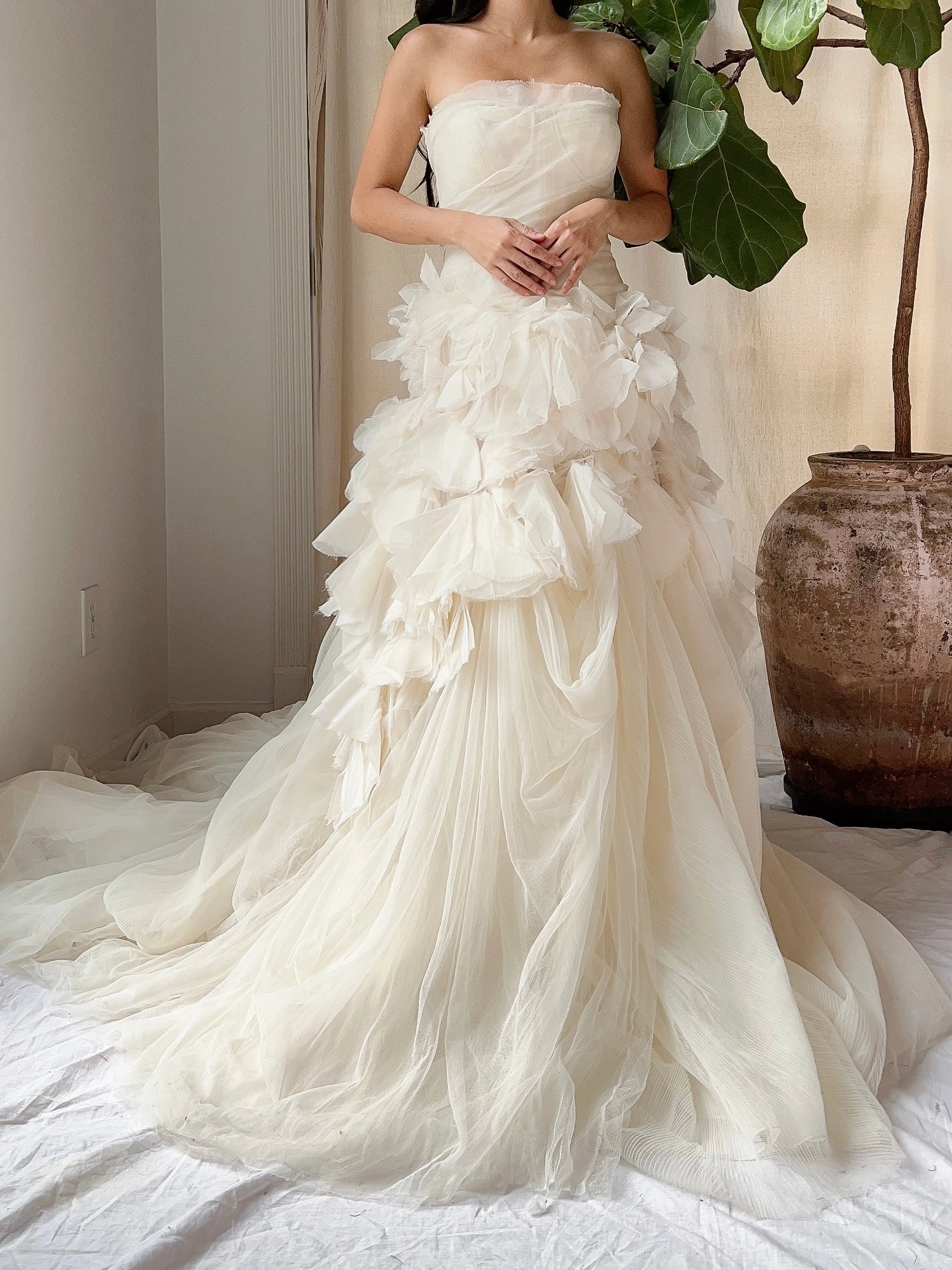 Vintage Vera Wang Silk Petal Tulle Dress - S