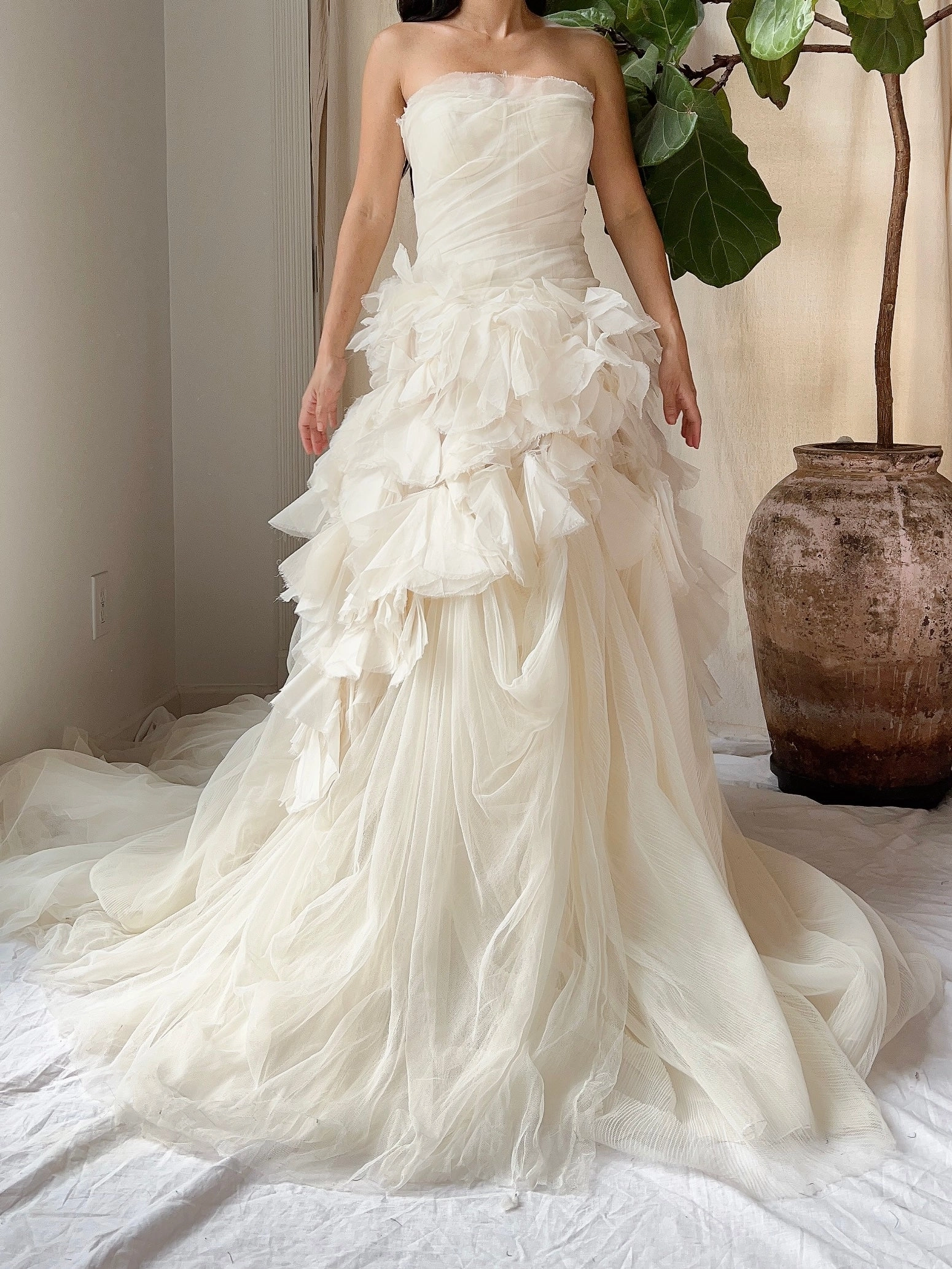 Vintage Vera Wang Silk Petal Tulle Dress - S