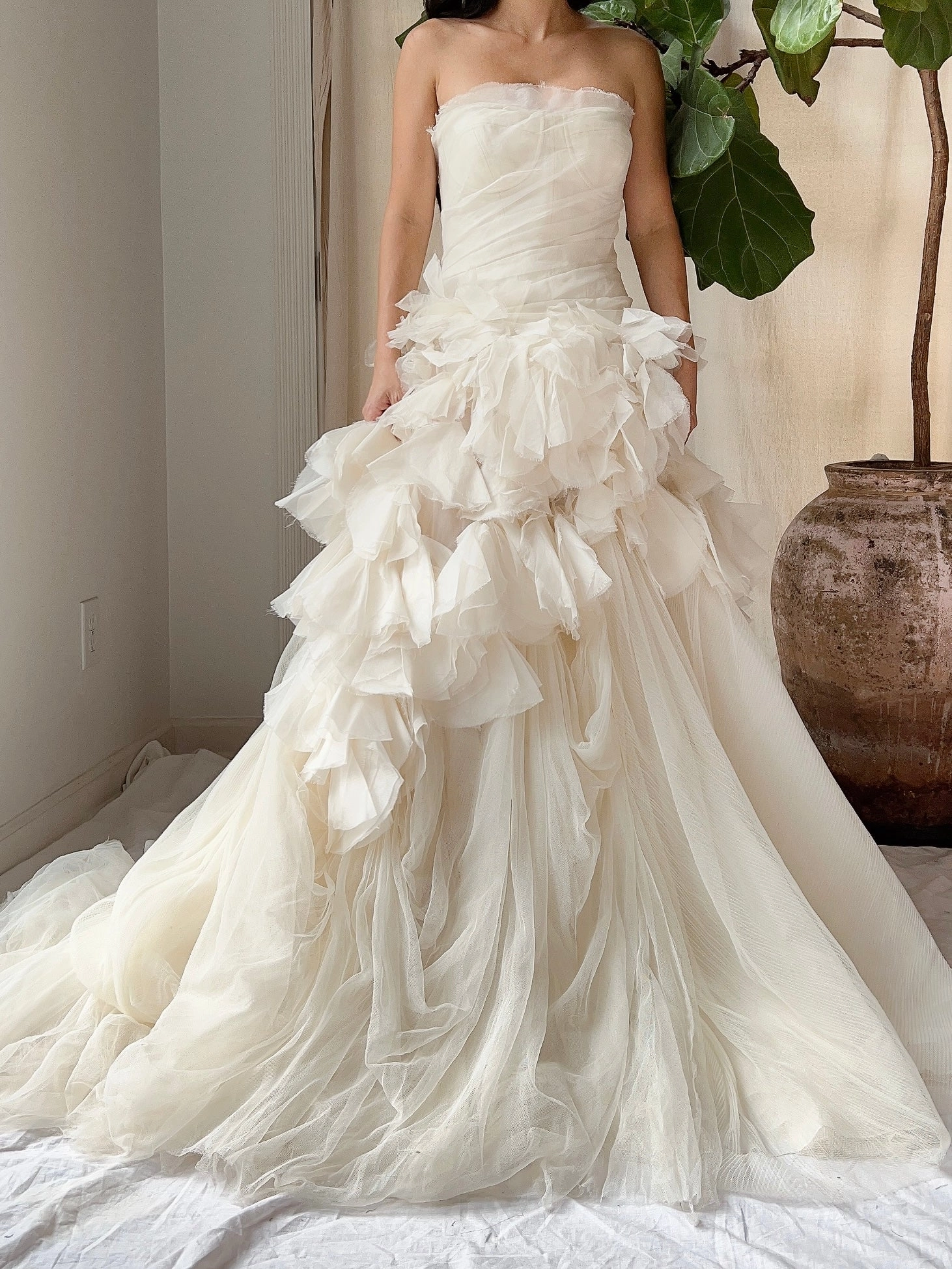 Vintage Vera Wang Silk Petal Tulle Dress - S