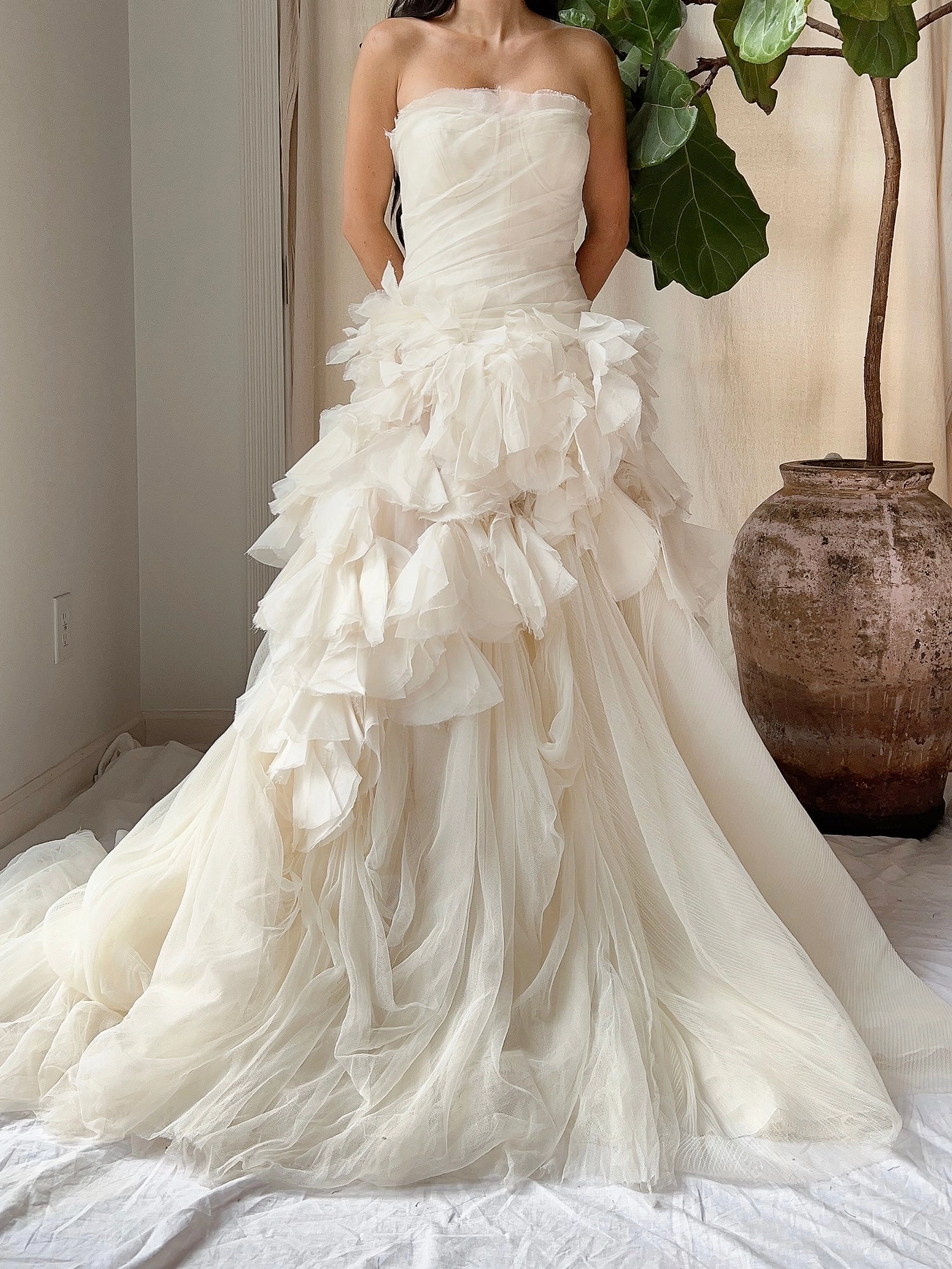 Vintage Vera Wang Silk Petal Tulle Dress - S
