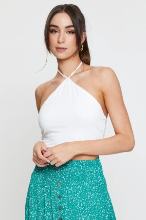 White Basic Top Halter Neck