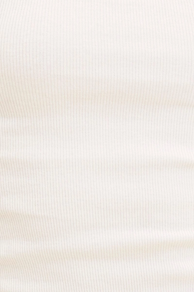 White Cotton Tank Scoop Neck Cotton Blend Rib Sleeveless