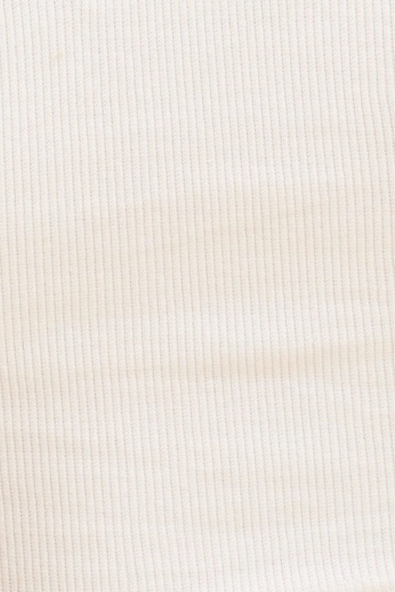 White Cropped Tank Cotton Blend Rib Racer Back