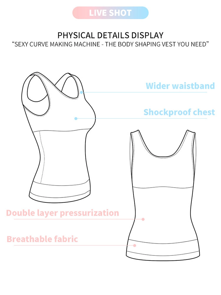 Women's Shaping Compression Waist Trainer Tank Seamless Body Shaper Vest
